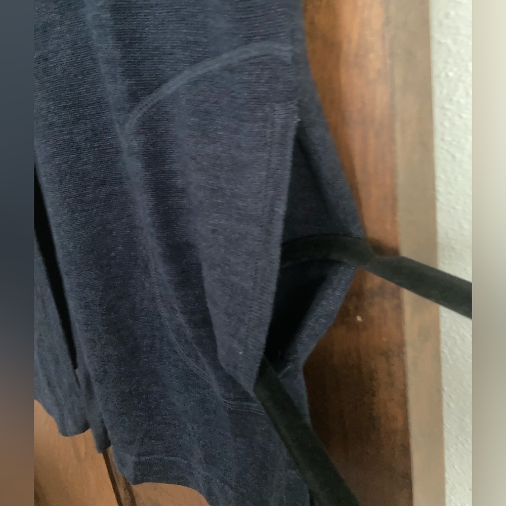 Jjill navy blue, linen rich short (elbow length) sleeve long cardigan sweater - Picture 5 of 7